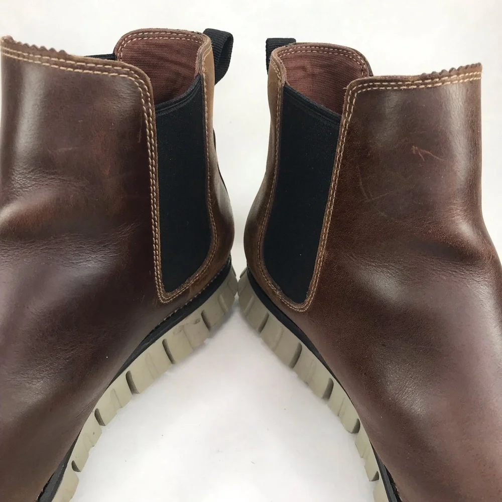 Cole Haan Zero Grand Men's 13 Waterproof Brown Leather Chelsea Boots C30164